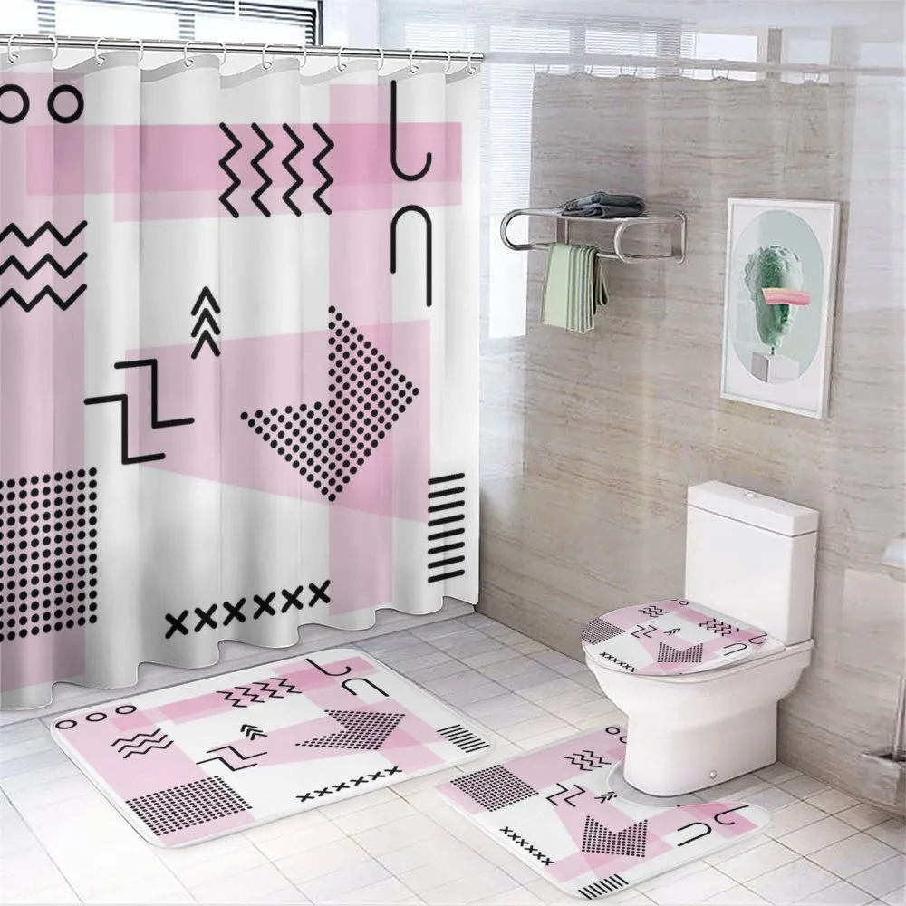 Memphis Retro Doodle Art — 4-Piece Bathroom Set preview