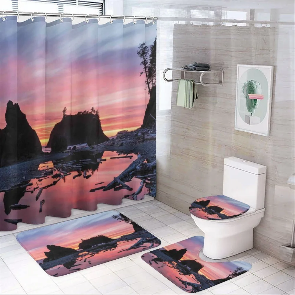 Mystic Beach Skyline — 4-Piece Bathroom Set preview
