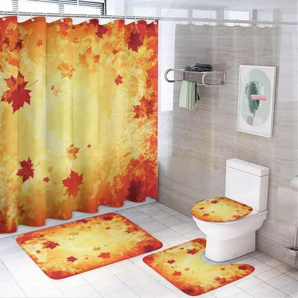 Abstract Grunge Maple Leaves — 4-Piece Bathroom Set preview