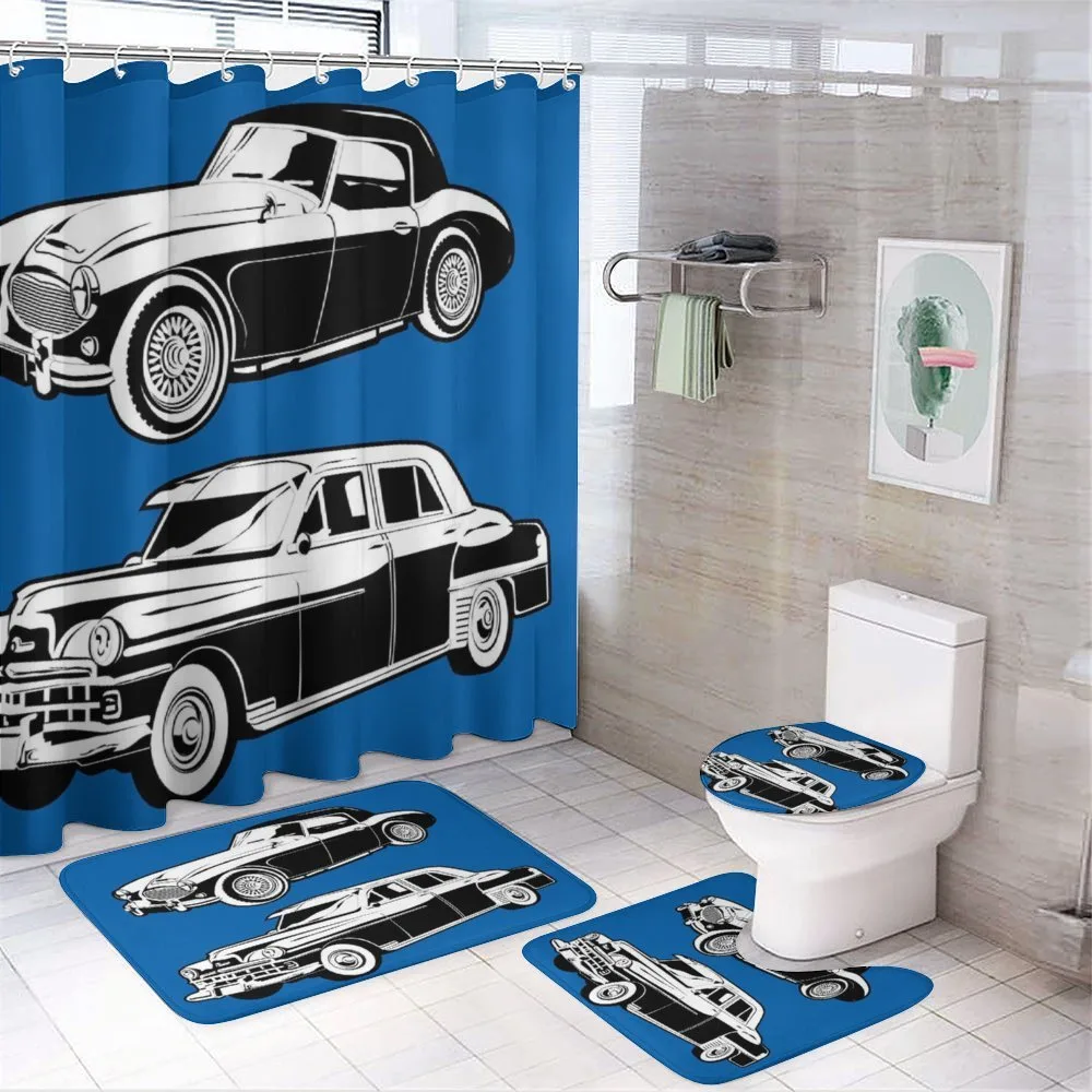 Black and White Vehicle — 4-Piece Bathroom Set preview