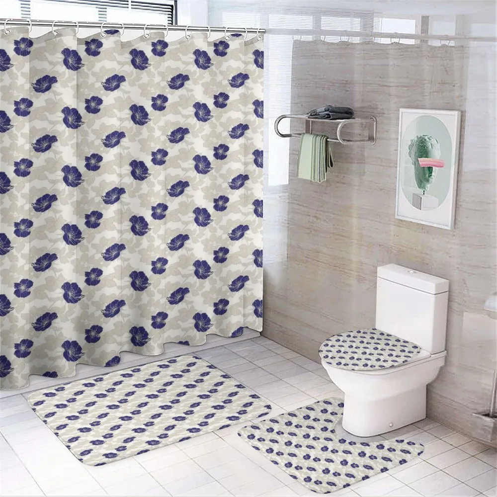 Blooming Dog Roses Leaves — 4-Piece Bathroom Set preview