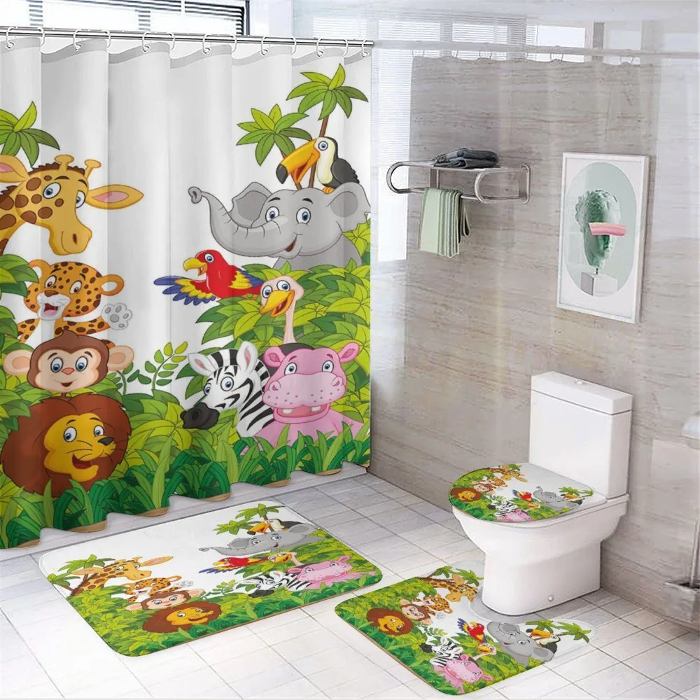 Cartoon Zoo Mascots — 4-Piece Bathroom Set preview