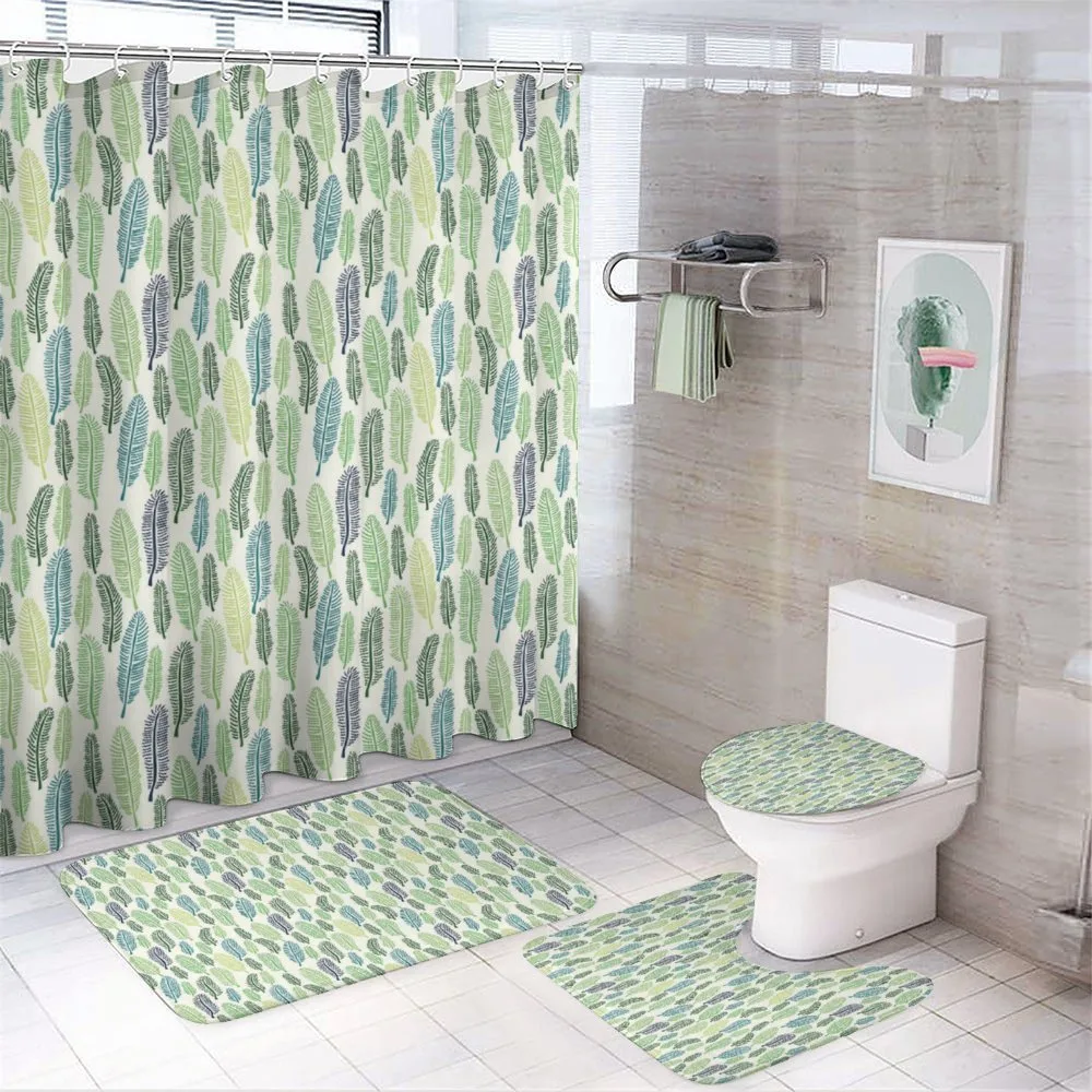 Doodle Palm Tree Foliage — 4-Piece Bathroom Set preview