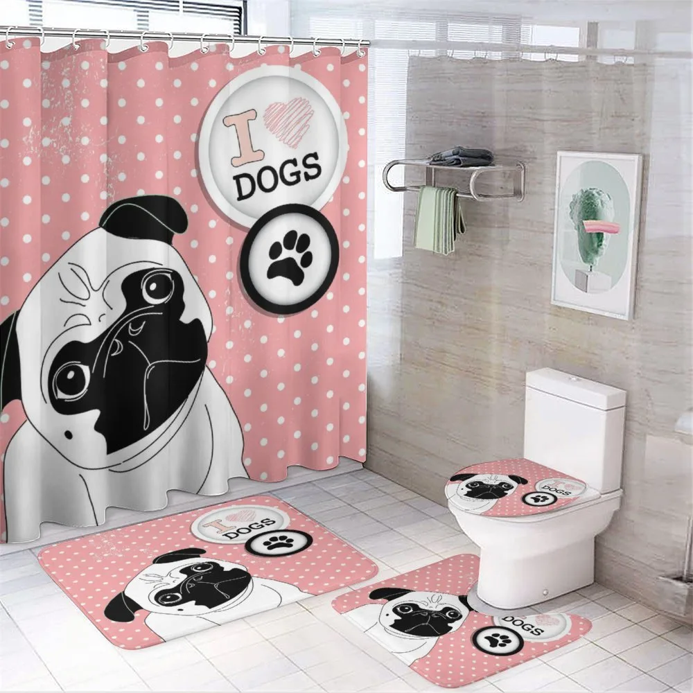 I Love Dogs Paw Print Logo — 4-Piece Bathroom Set preview