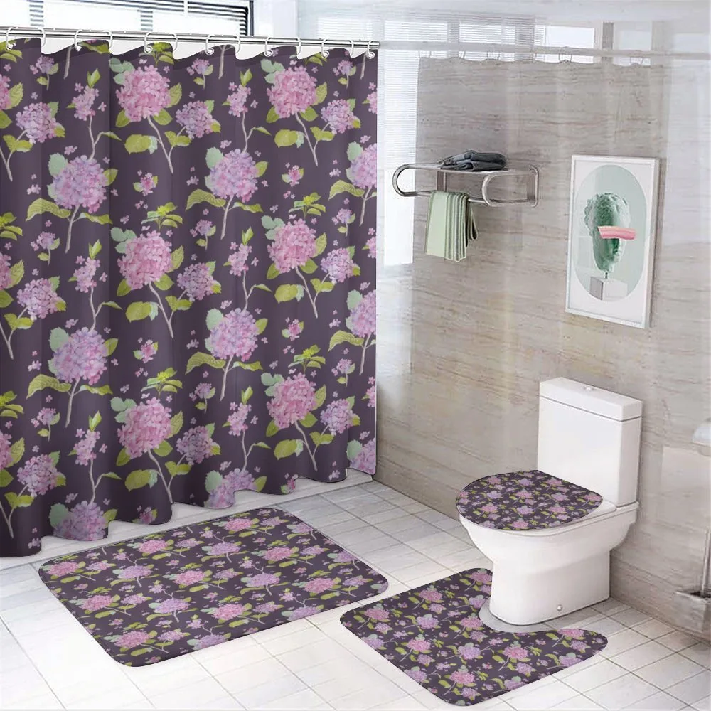 Tender Toned Hydrangea Flower — 4-Piece Bathroom Set preview