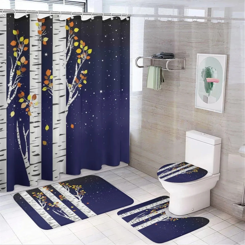 Birch Trees with Foliage — 4-Piece Bathroom Set preview