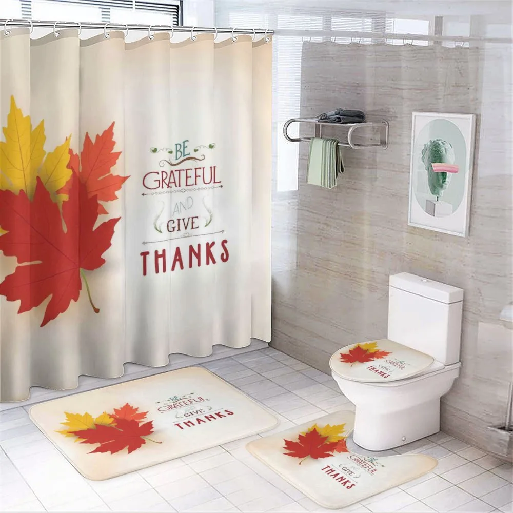 Maple Leaves with Phrase — 4-Piece Bathroom Set preview