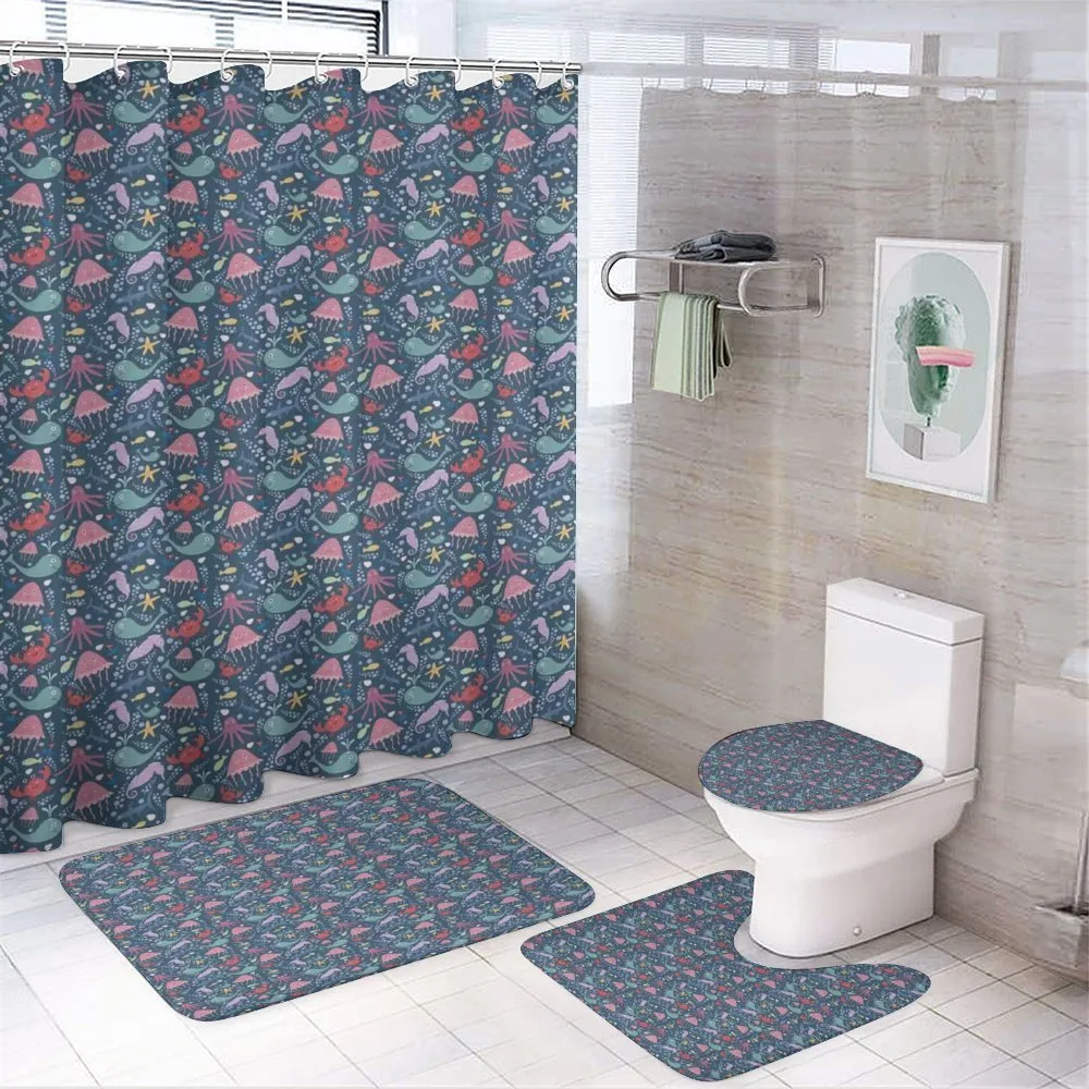 Marine Cartoon Funny — 4-Piece Bathroom Set preview