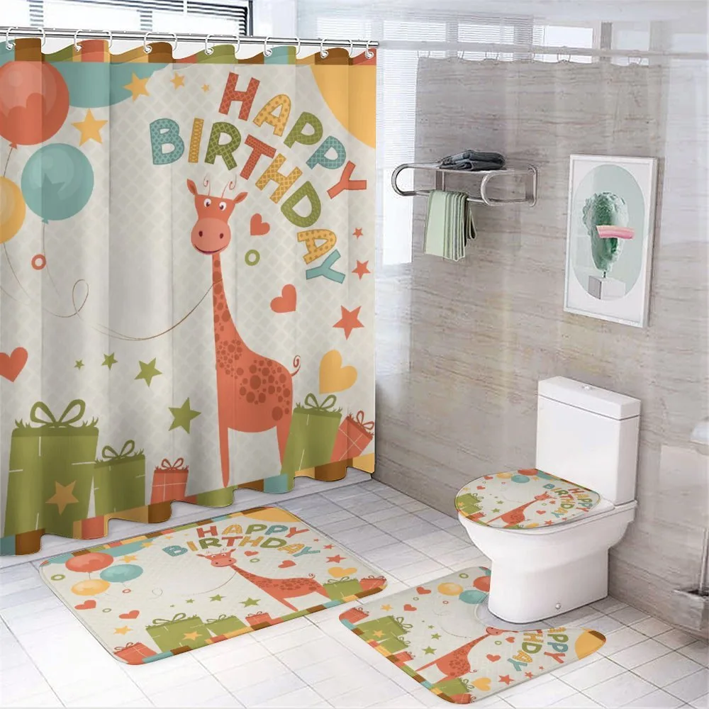 Old Cartoon Giraffe — 4-Piece Bathroom Set preview