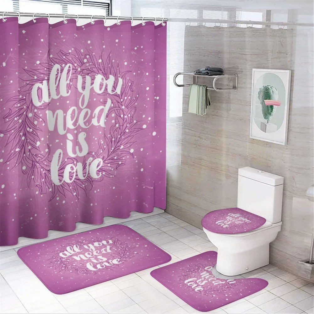 Valentines Floral Words — 4-Piece Bathroom Set preview