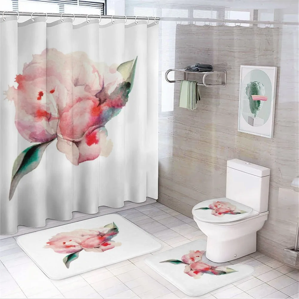 Watercolor Penoies Nature — 4-Piece Bathroom Set preview