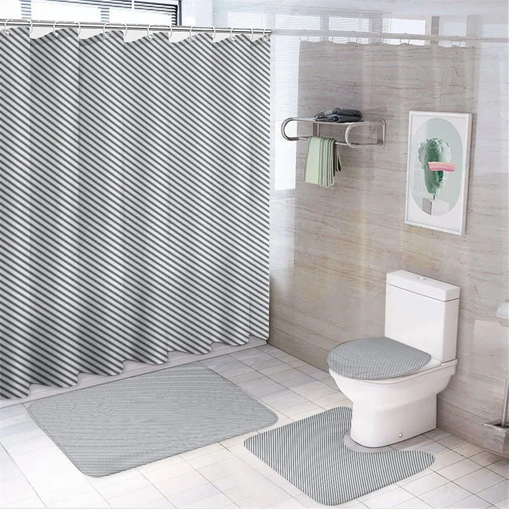 Asymmetrical Stripes — 4-Piece Bathroom Set preview