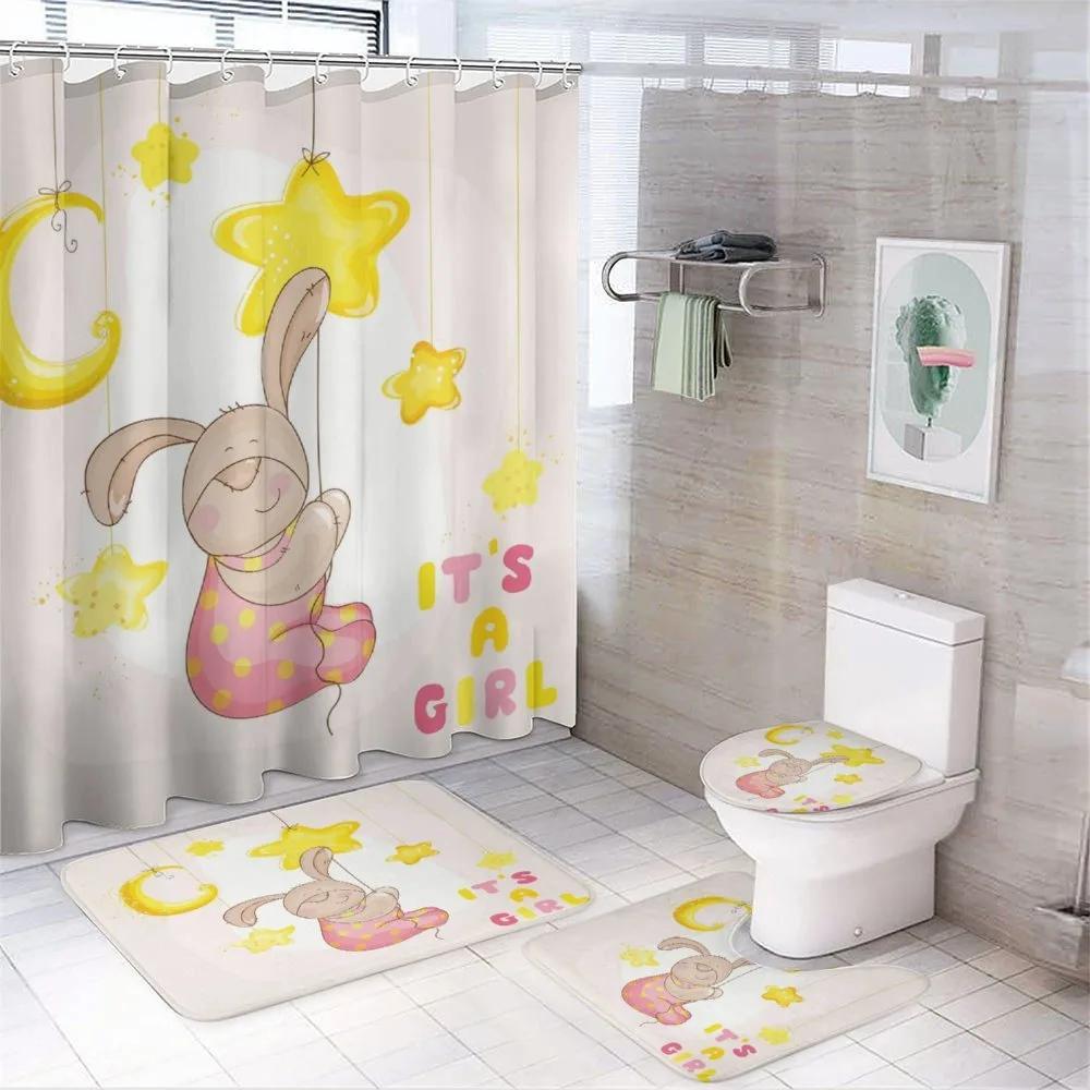 Cartoon Bunny Stars Moon — 4-Piece Bathroom Set preview