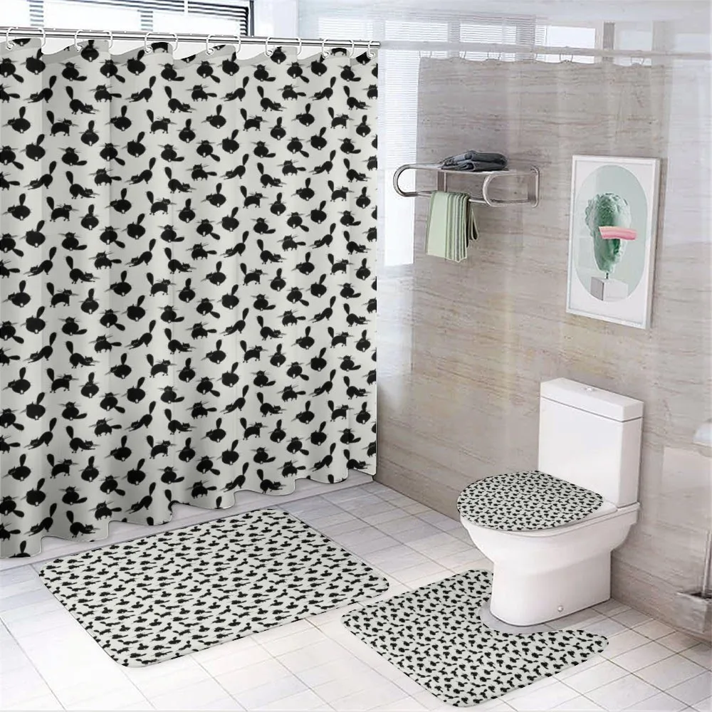 Funny House Pet Silhouettes — 4-Piece Bathroom Set preview