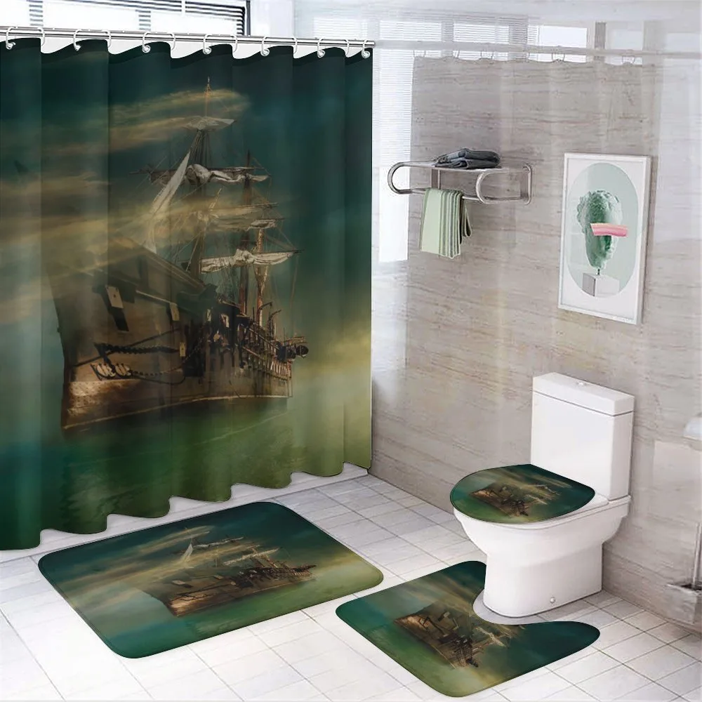 Old Ship on Calm Waters — 4-Piece Bathroom Set preview