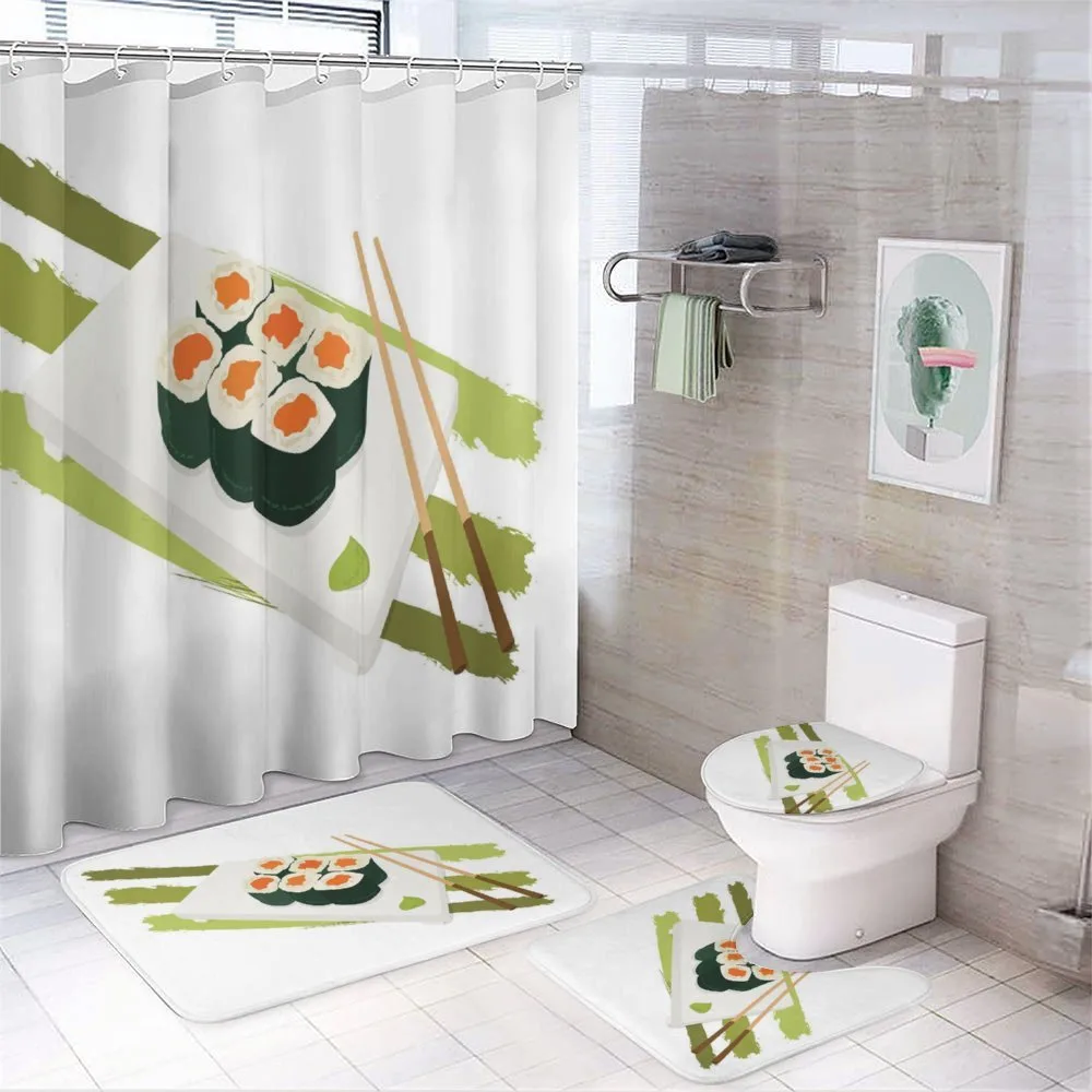 Sushi Maki Plate Chopsticks 4-Piece Bathroom Set product video
