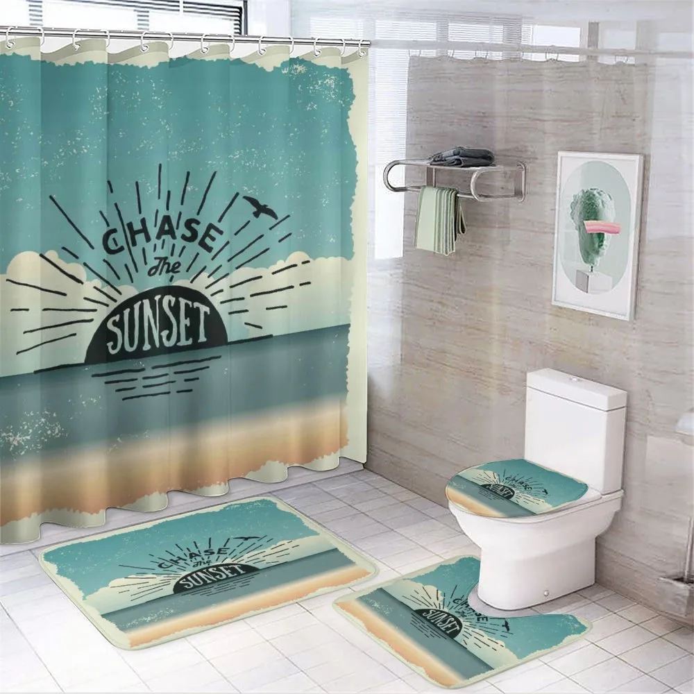 Typographic Chase the Sunset — 4-Piece Bathroom Set preview