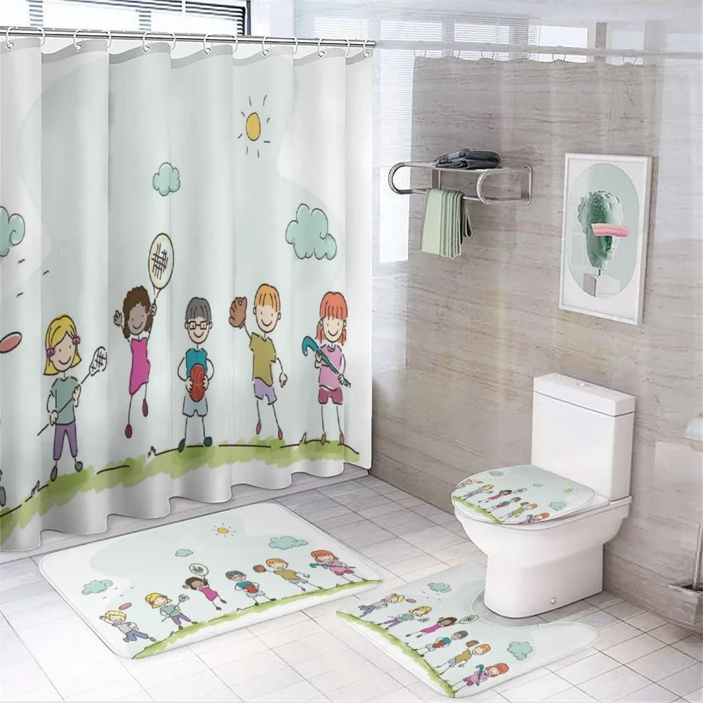 Cartoon Day in Park — 4-Piece Bathroom Set preview