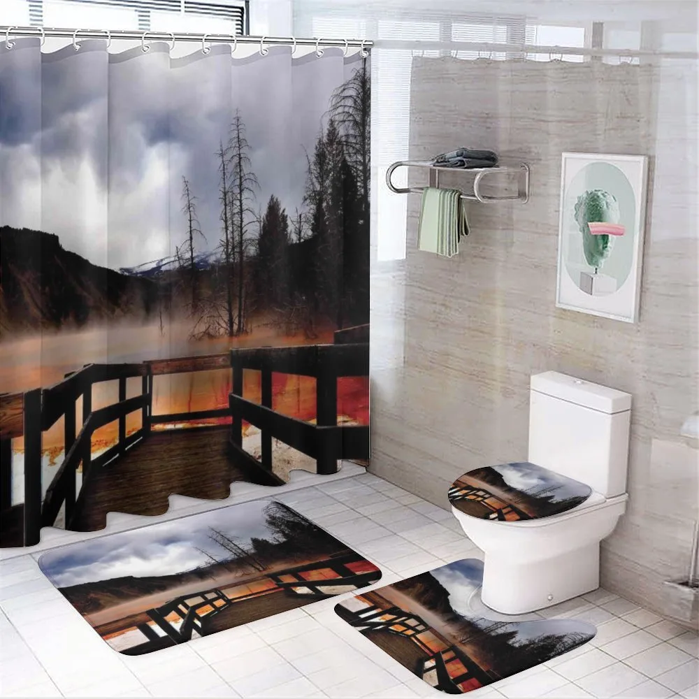 Hot Spring Scenery 4-Piece Bathroom Set product video