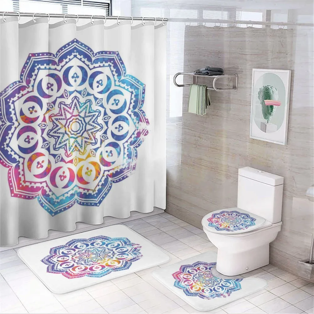 Mandala Effect Soft Colors — 4-Piece Bathroom Set preview