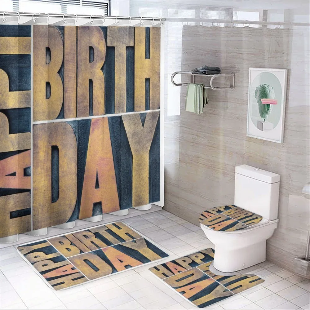 Wooden Printing Blocks — 4-Piece Bathroom Set preview
