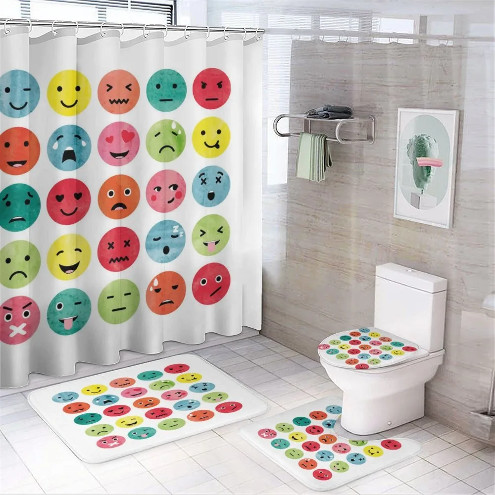 Abstract Watercolor Faces 4-Piece Bathroom Set product video