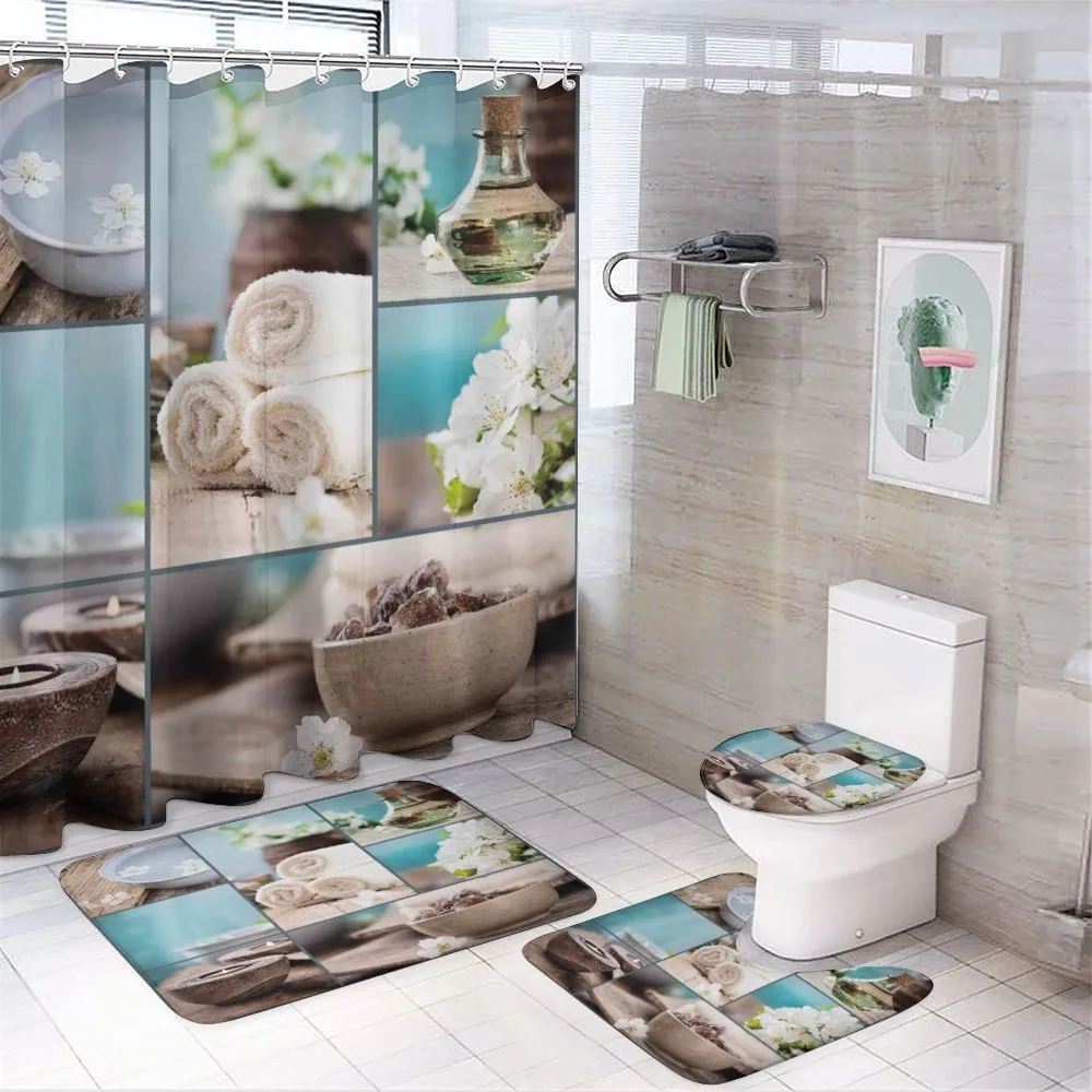 Collage Flowers — 4-Piece Bathroom Set preview