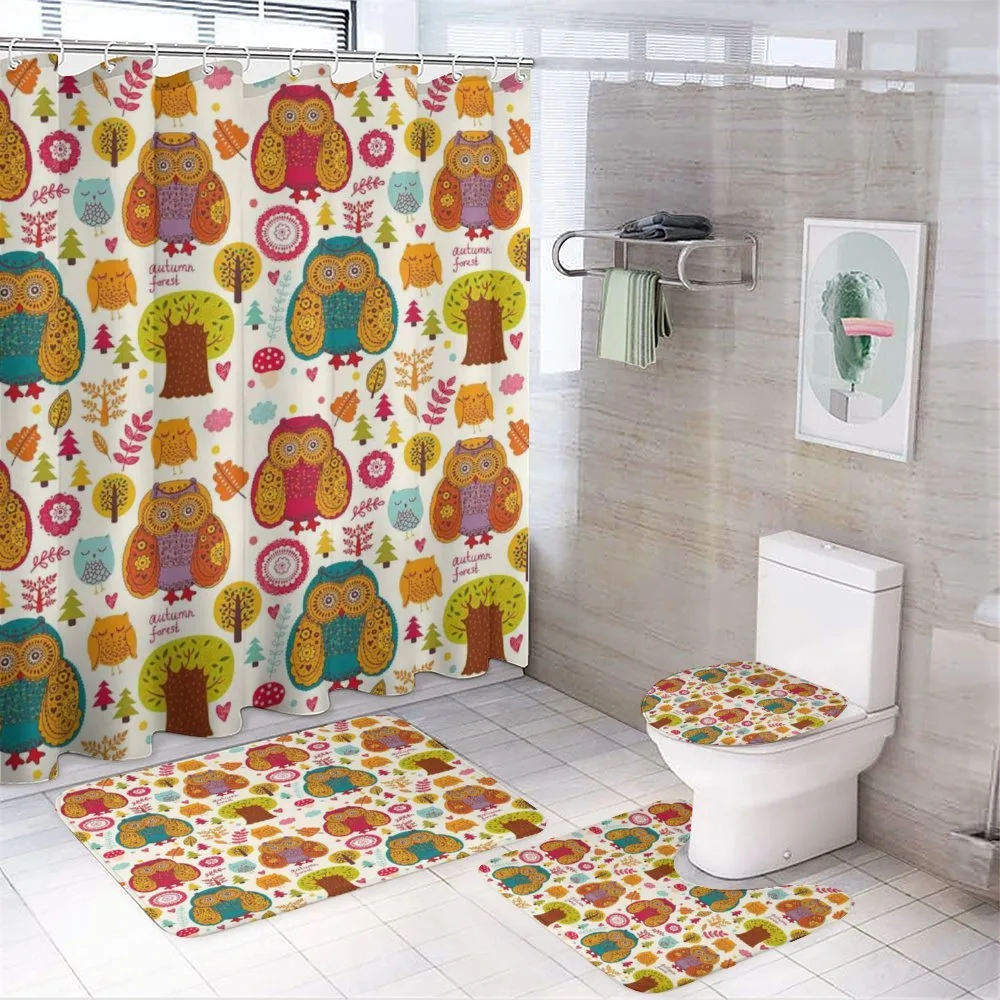 Colorful Owl Woodland Animals — 4-Piece Bathroom Set preview