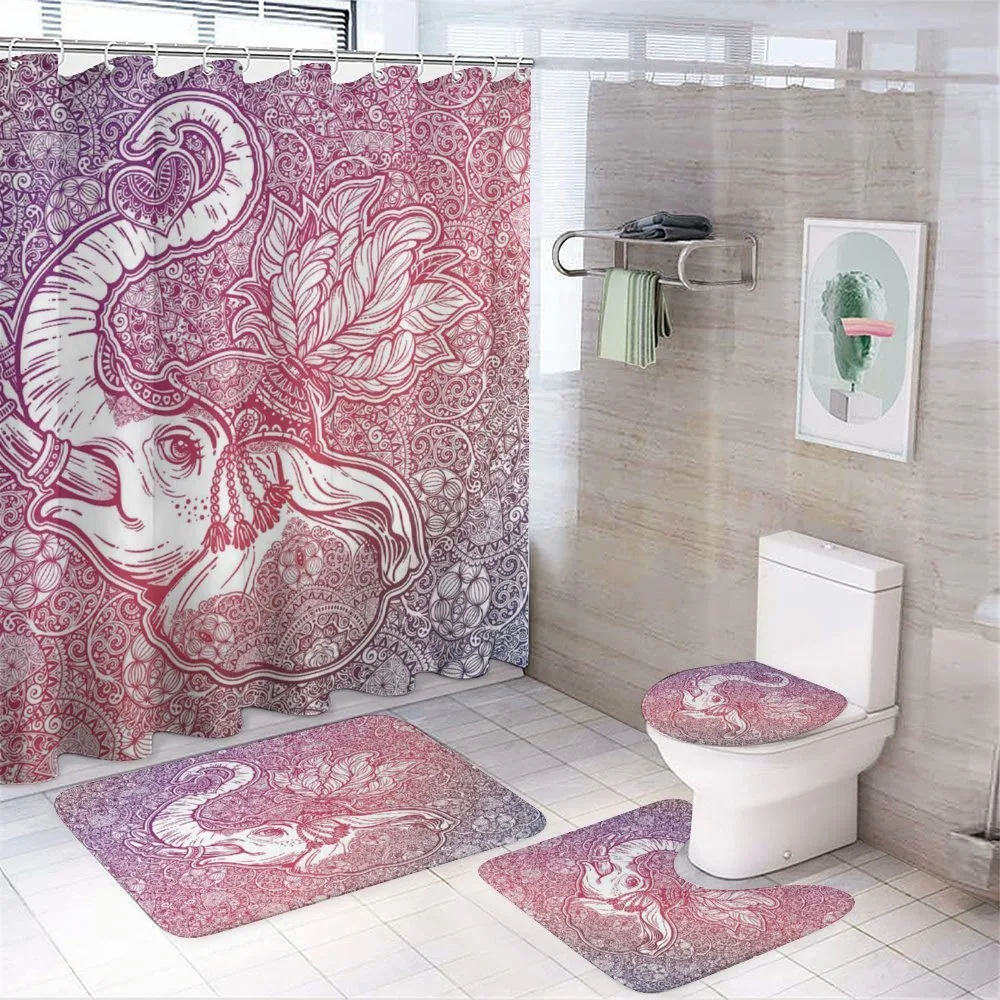 Eastern Elephant Zentangle — 4-Piece Bathroom Set preview