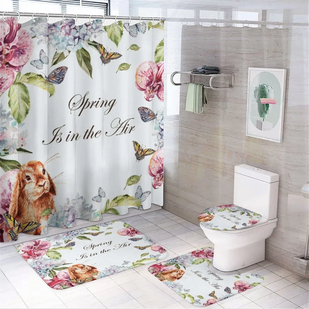 Rabbits Orchid Flowers — 4-Piece Bathroom Set preview