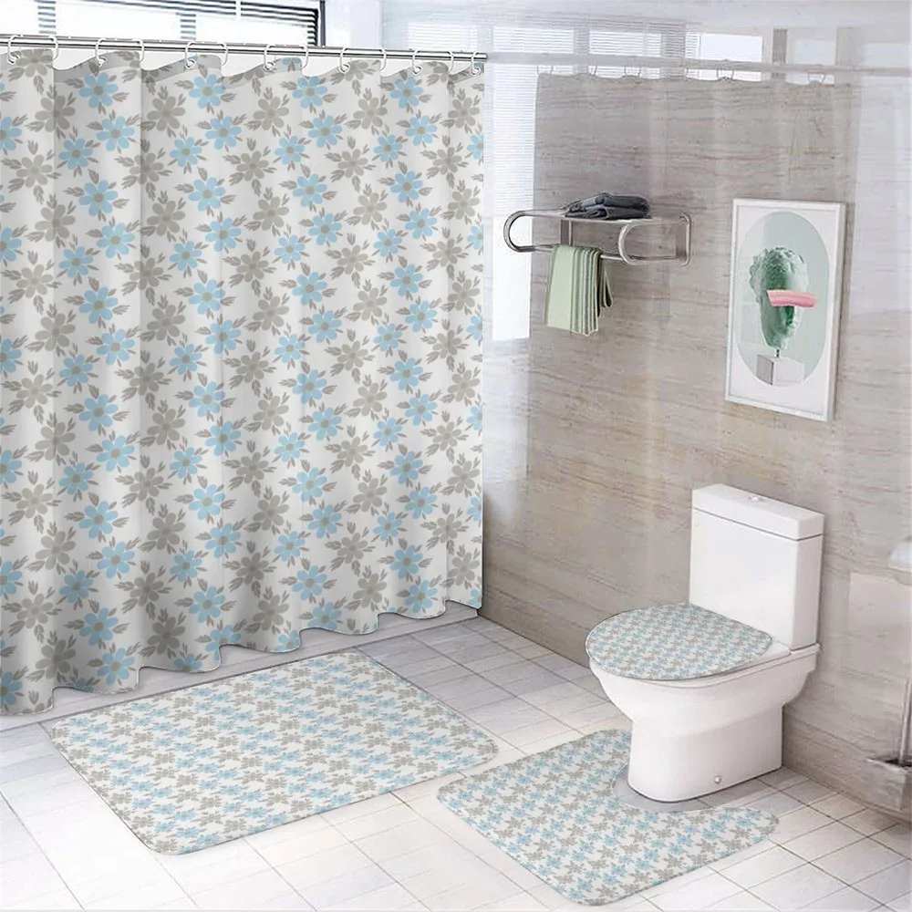 Summer Flora Blue Flowers 4-Piece Bathroom Set product video