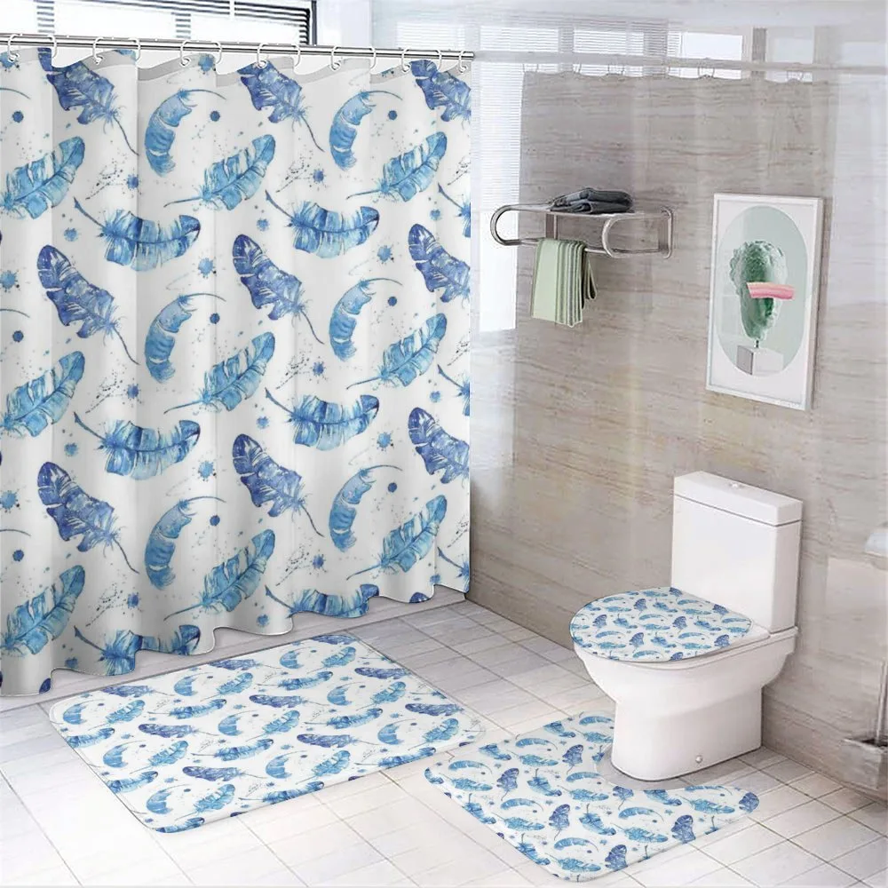Watercolor Quill Motifs — 4-Piece Bathroom Set preview