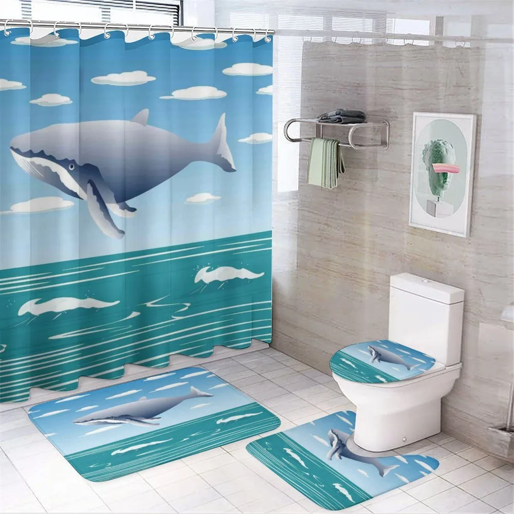 Cartoon Ocean Whale — 4-Piece Bathroom Set preview