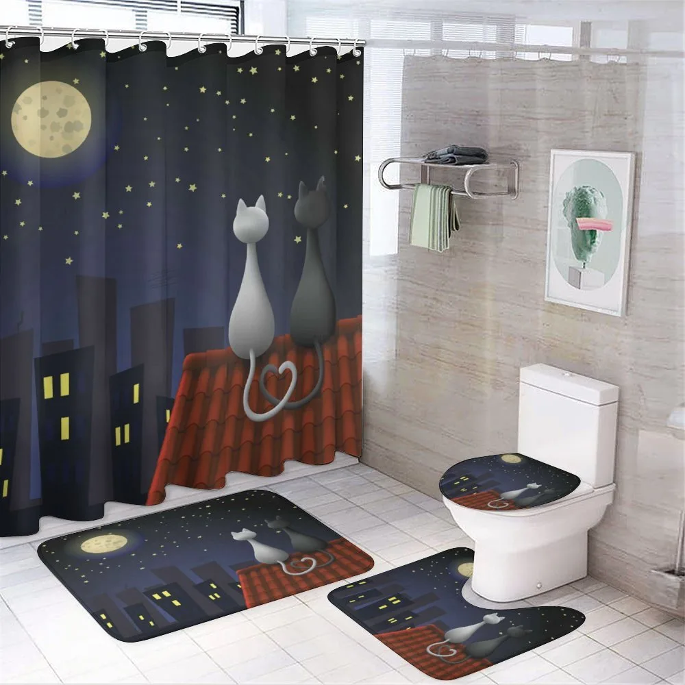 Cats on the Roof Valentines — 4-Piece Bathroom Set preview