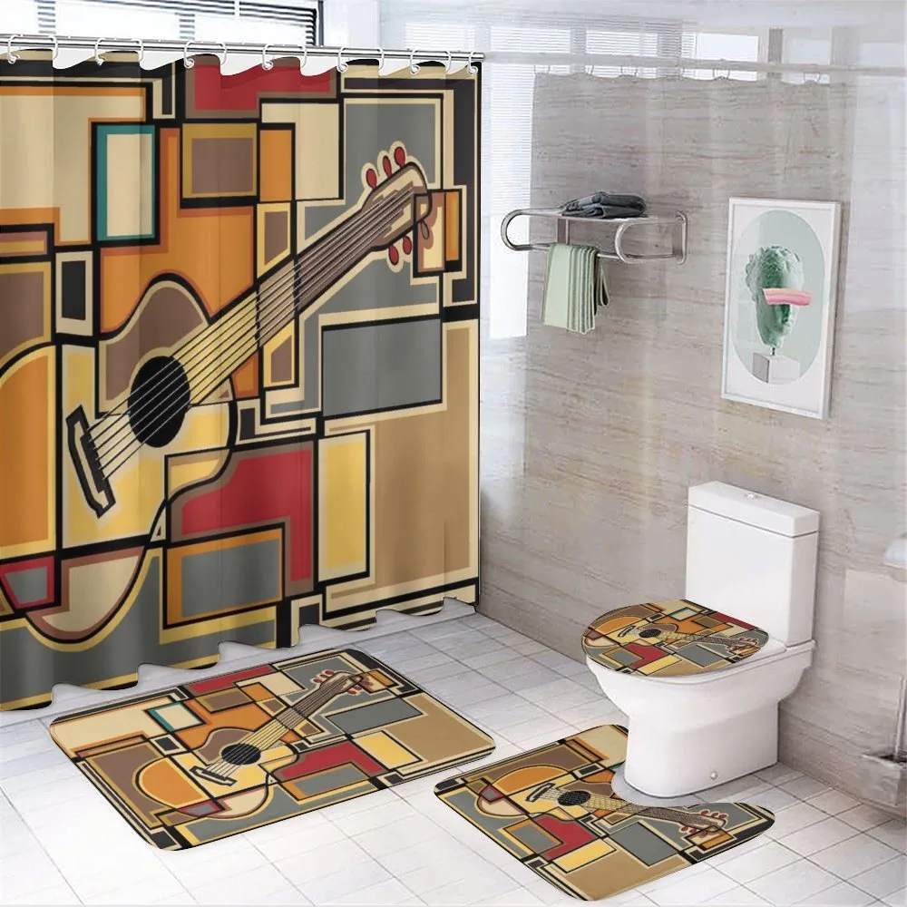 Geometric Guitar Funky — 4-Piece Bathroom Set preview