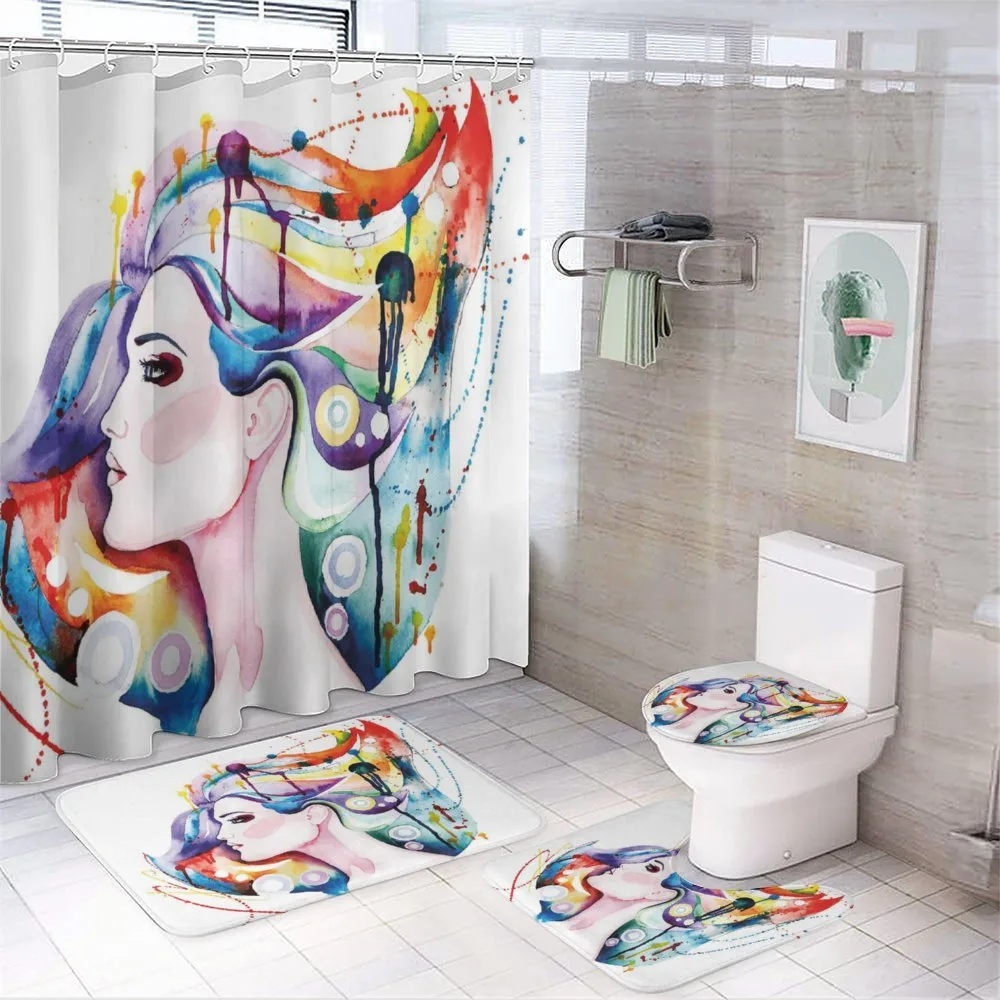 Grunge Young Woman — 4-Piece Bathroom Set preview