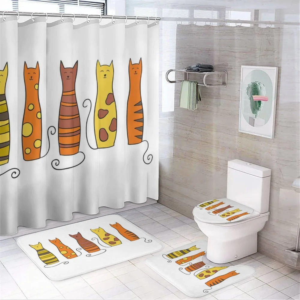 Smiling Cats Cartoon Domestic — 4-Piece Bathroom Set preview