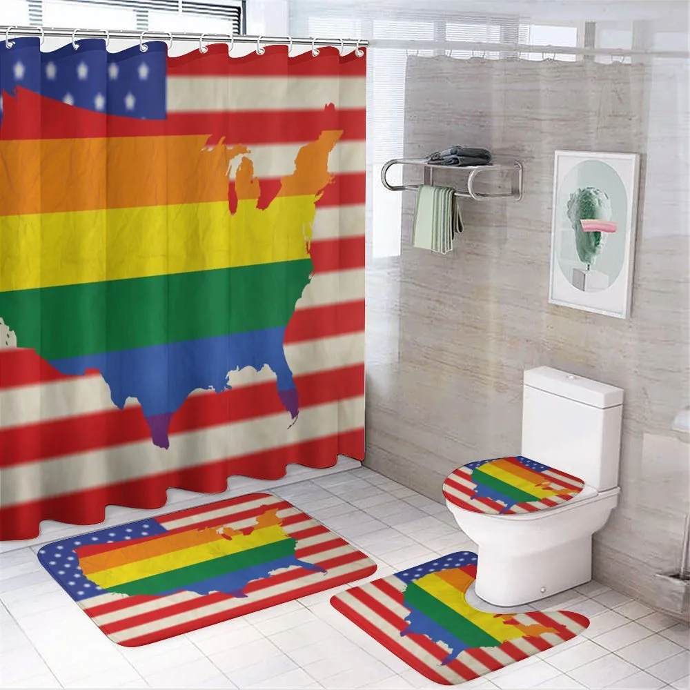 USA Flag Gay Rights — 4-Piece Bathroom Set preview