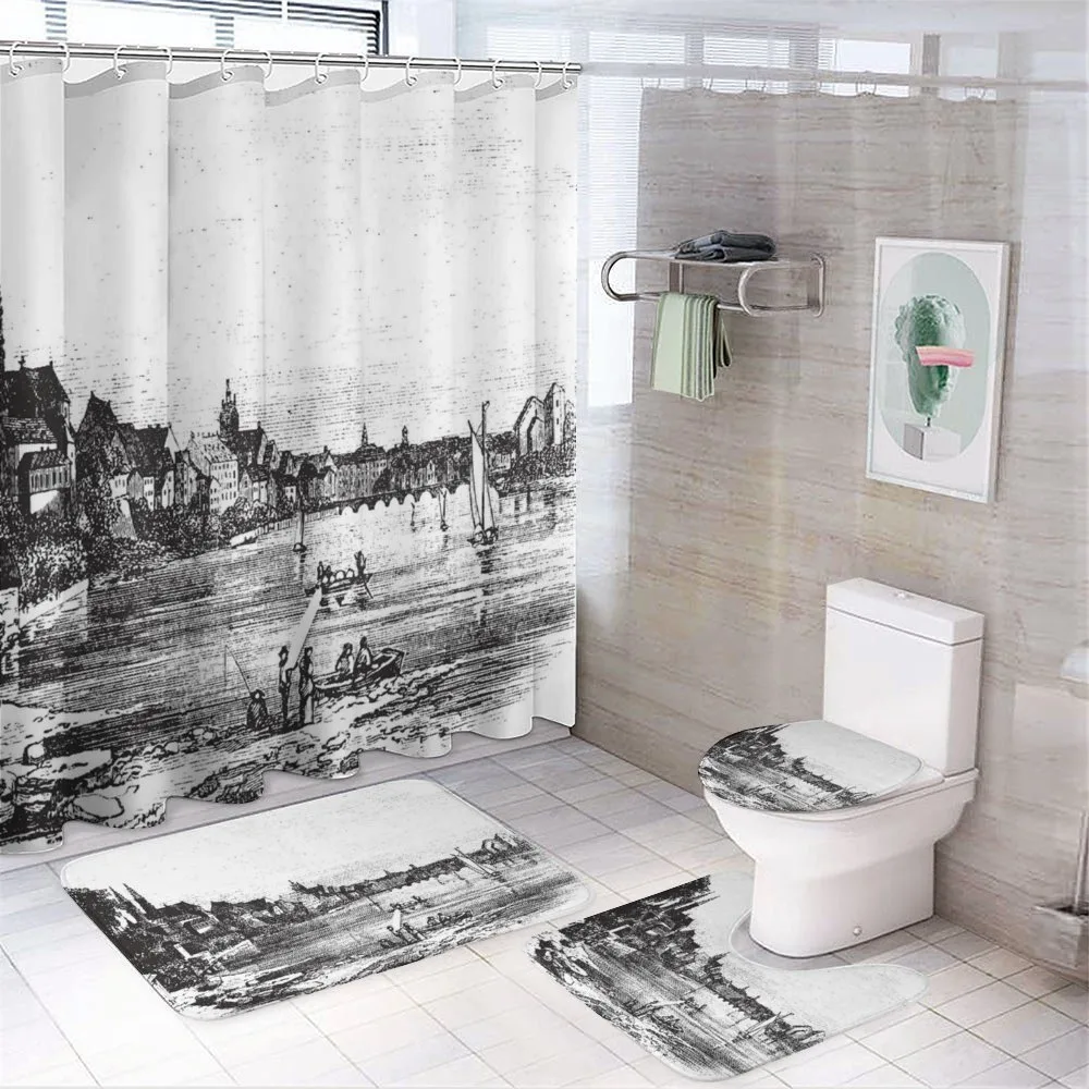 Vintage Cityscape of Istria — 4-Piece Bathroom Set preview