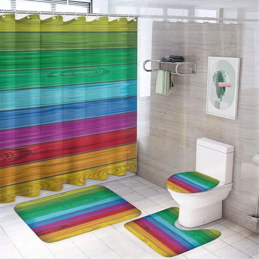 Colorful Wood Stripes — 4-Piece Bathroom Set preview