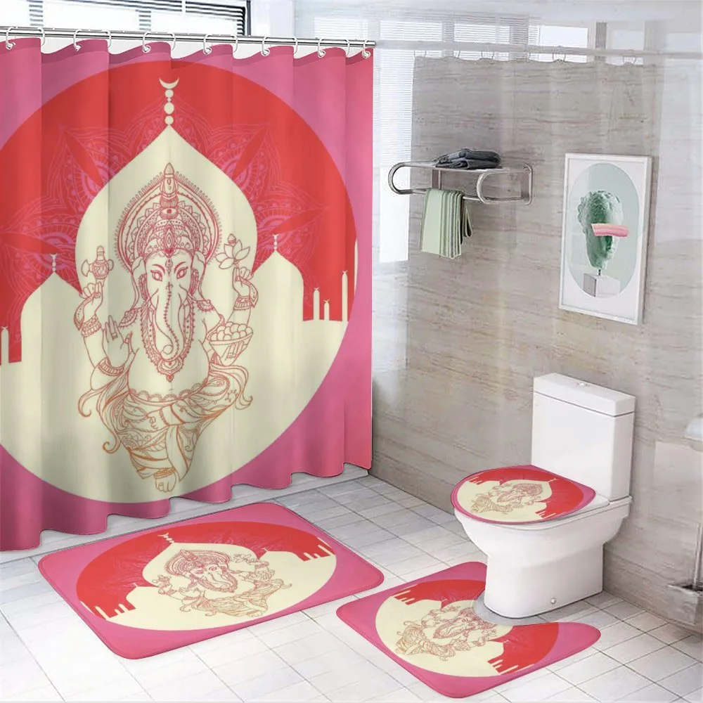 Elephant and Building Yoga — 4-Piece Bathroom Set preview