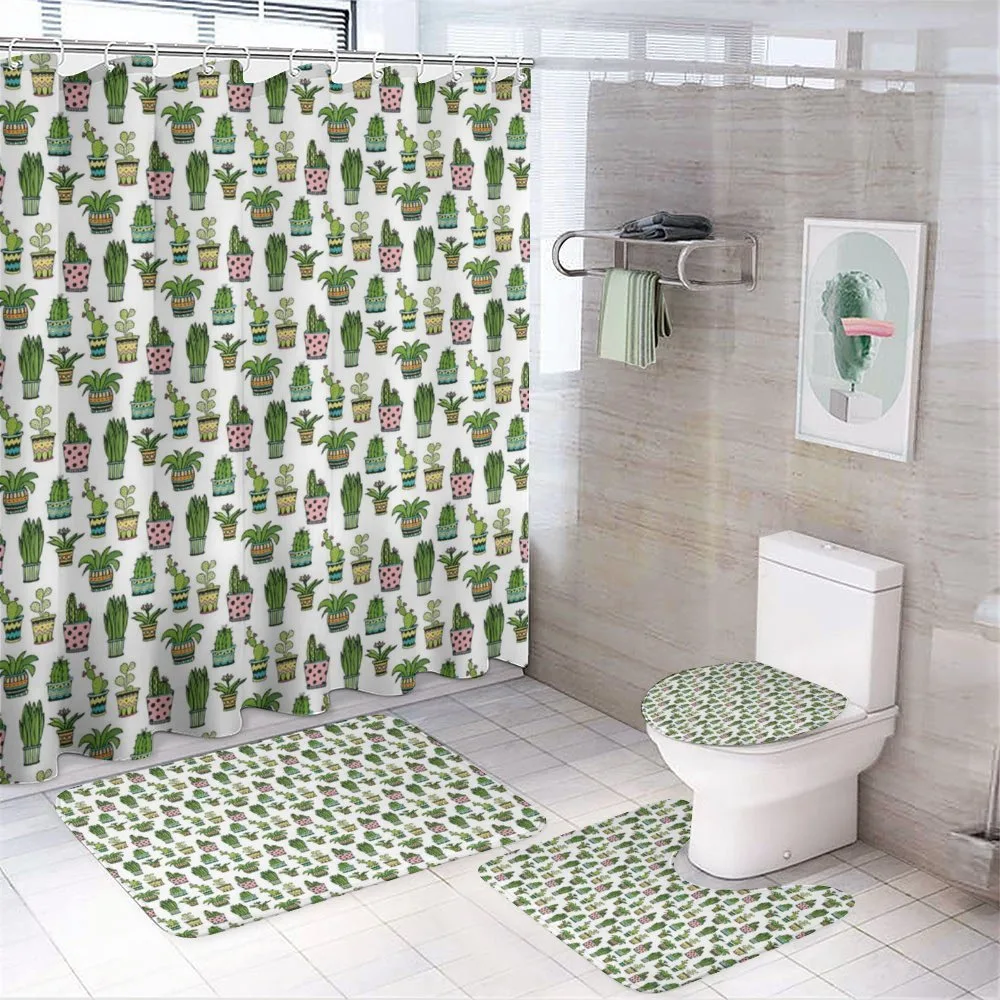Succulent Doodle Pots — 4-Piece Bathroom Set preview