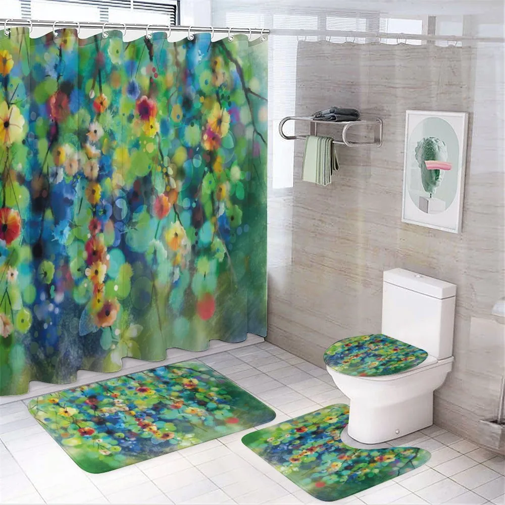 Colorful Flower on Tree — 4-Piece Bathroom Set preview