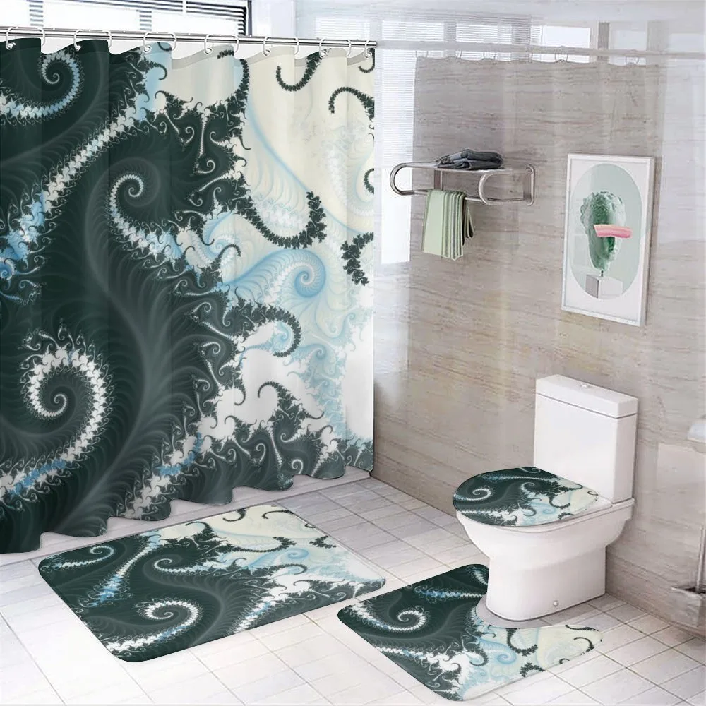 Fractal Motif with Swirls — 4-Piece Bathroom Set preview