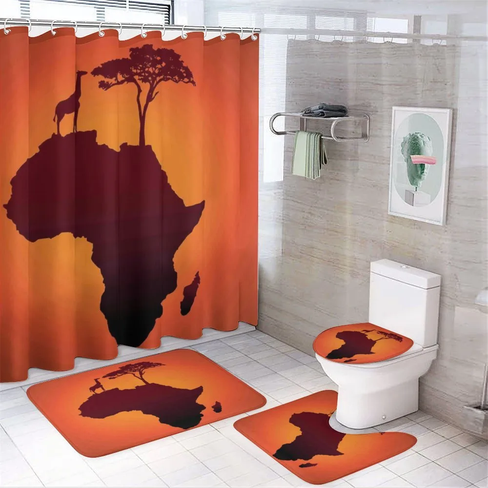 Safari Map with Continent — 4-Piece Bathroom Set preview