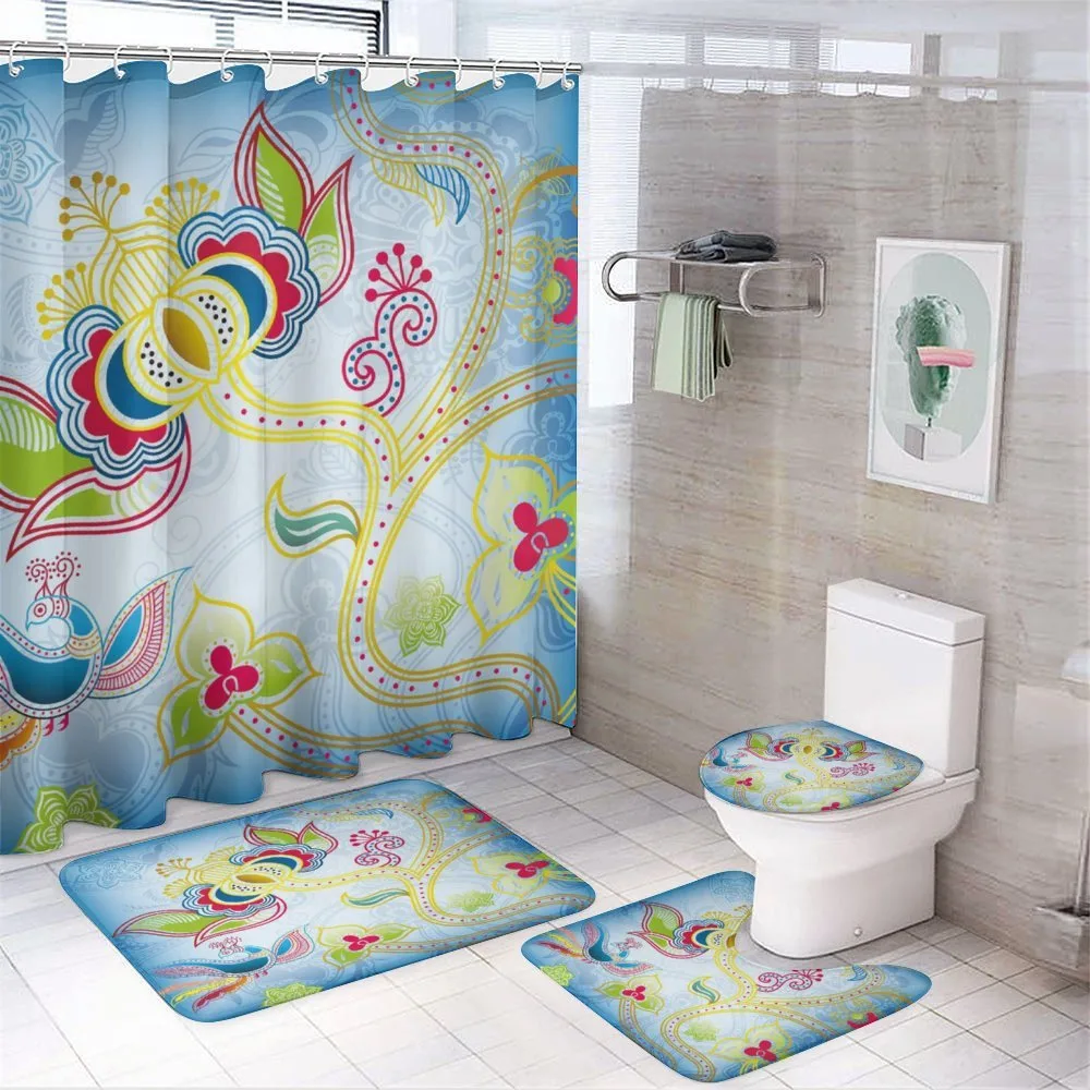 Colorful Floral Art Motif — 4-Piece Bathroom Set preview