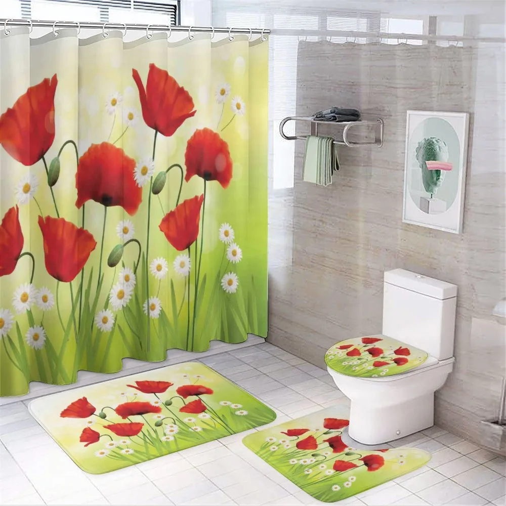 Floral Chamomile Poppy — 4-Piece Bathroom Set preview