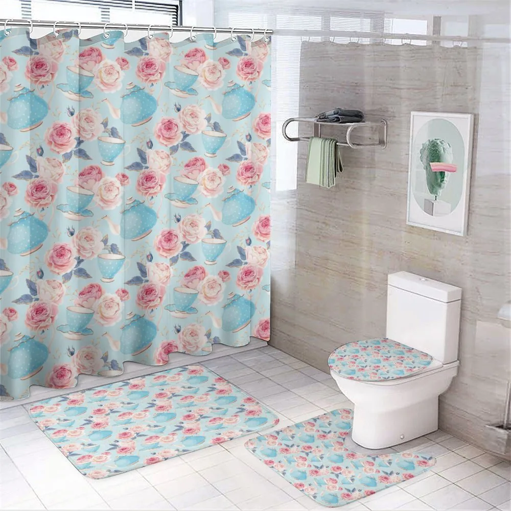 Flowers Roses Teapot — 4-Piece Bathroom Set preview