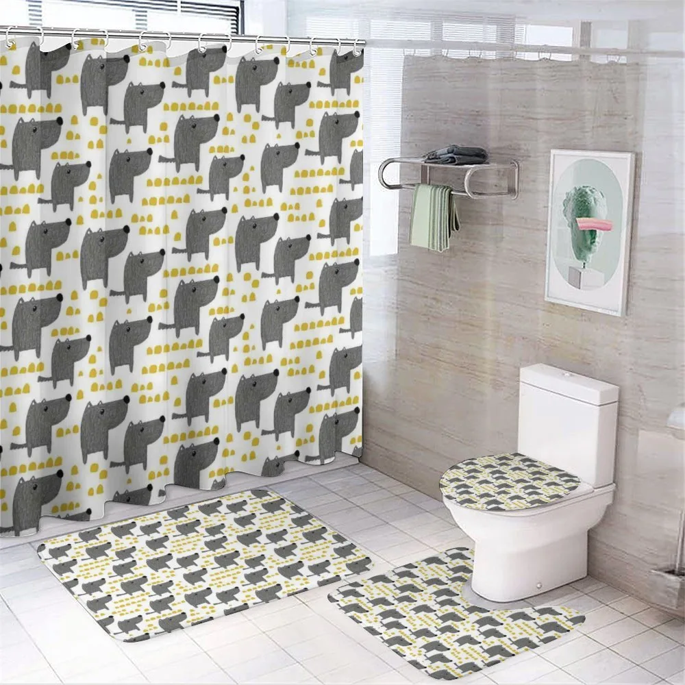Sketch Style Canine Pattern — 4-Piece Bathroom Set preview