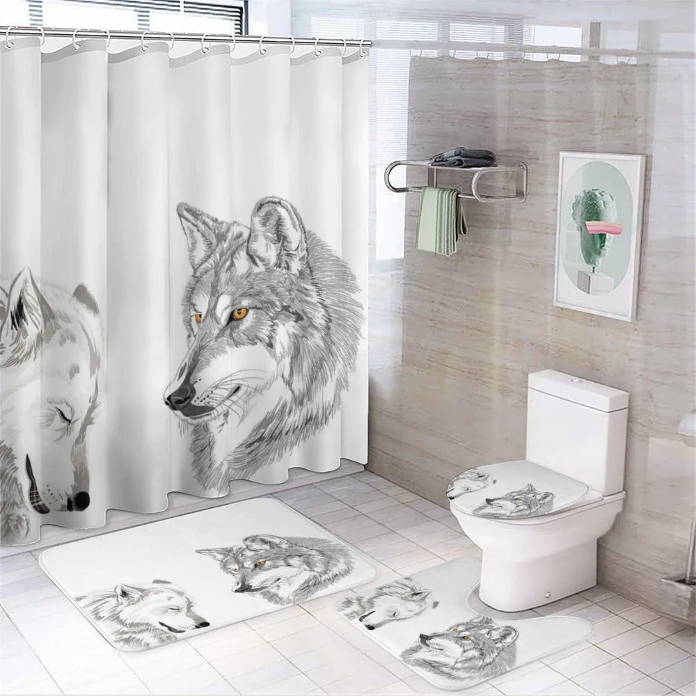 Sketchy Portraits Wildlife — 4-Piece Bathroom Set preview